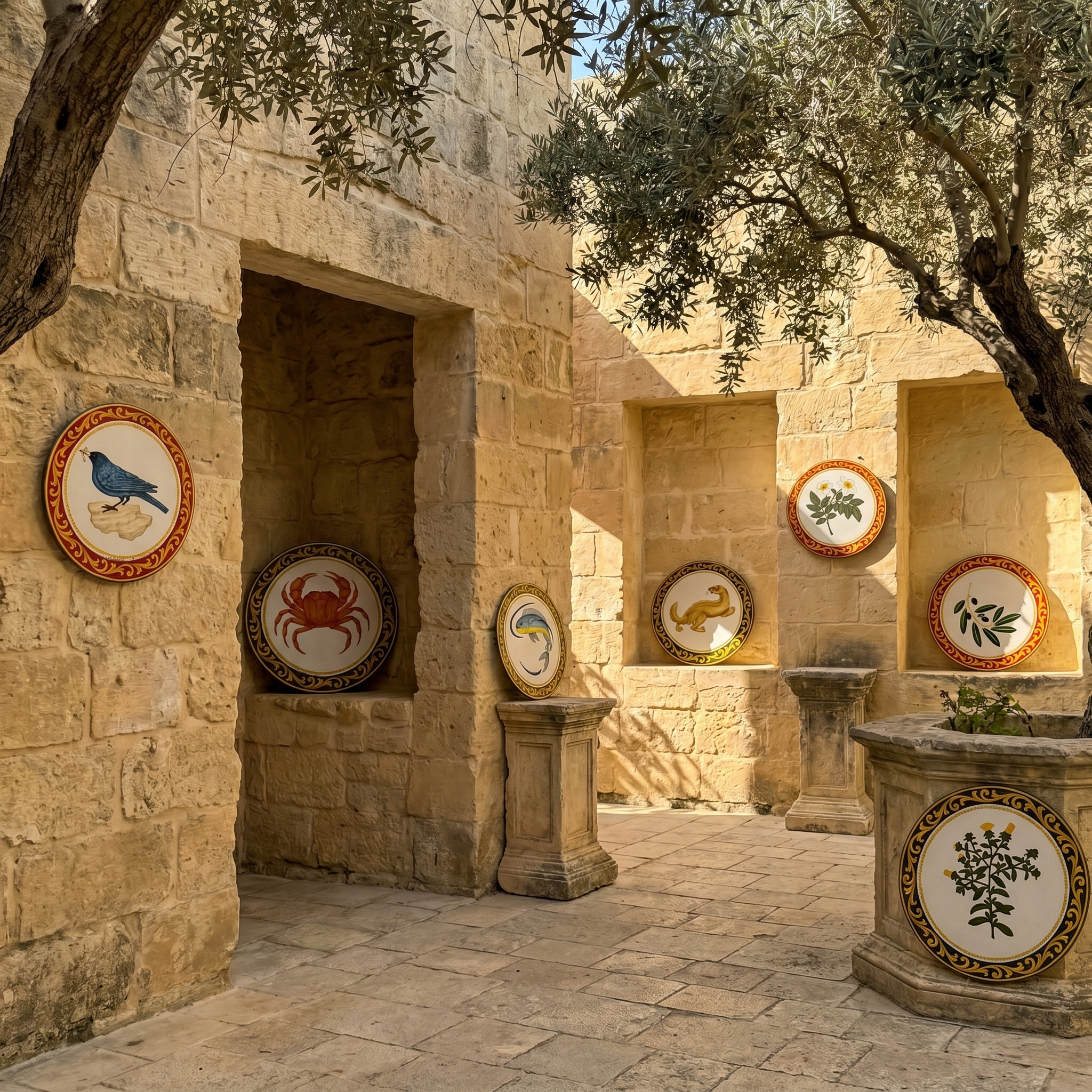 Munita symbols displayed in Maltese limestone niches